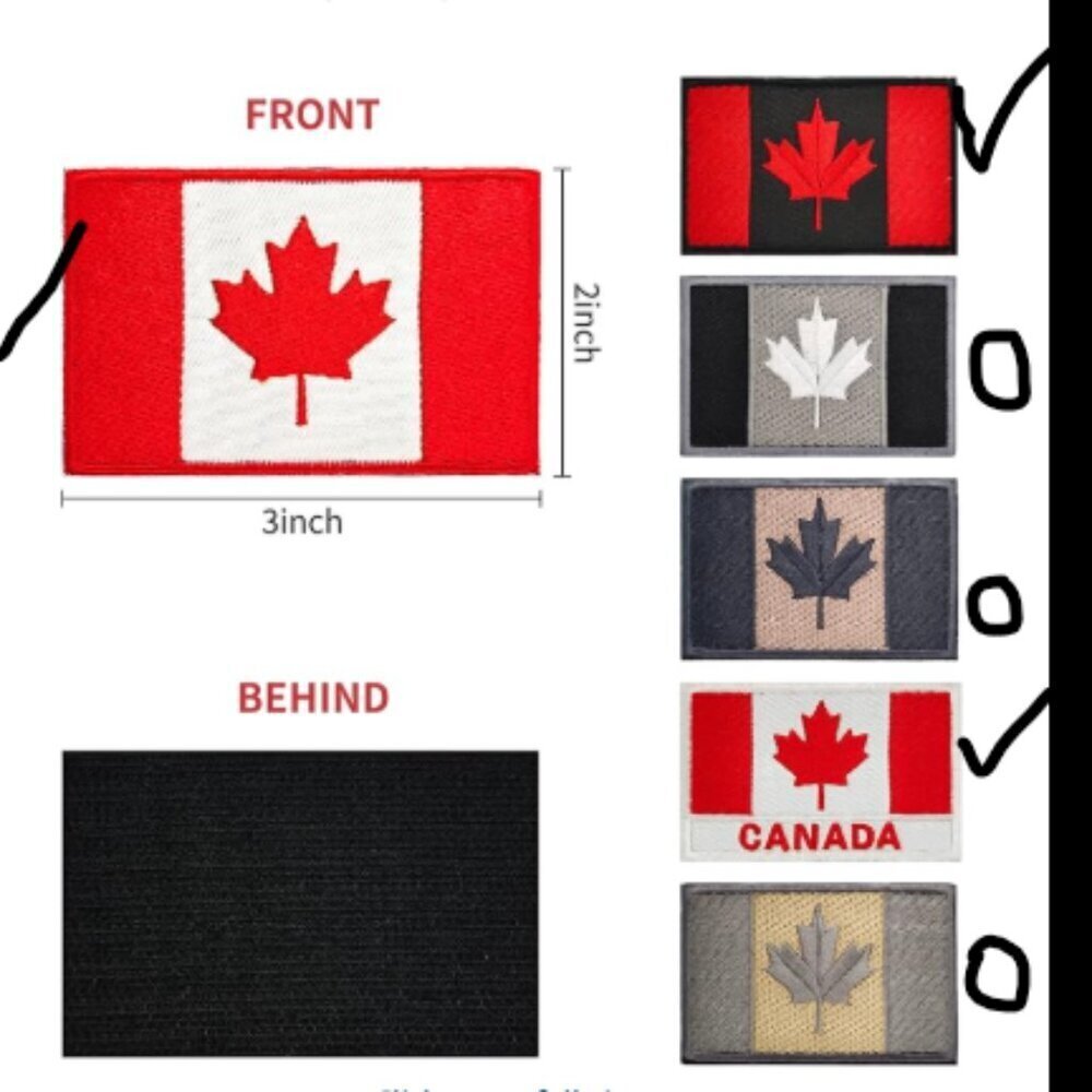 Baseball Cap CANADA Flag Hat with 1 Unique Embroidered Canada -Themed Patches - Picture 9 of 9